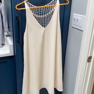 Off white crochet back flowy mini dress